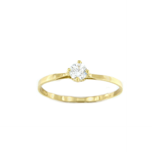 LEIRA solitaire ring in yellow or white gold with cubic zirconia in 18k