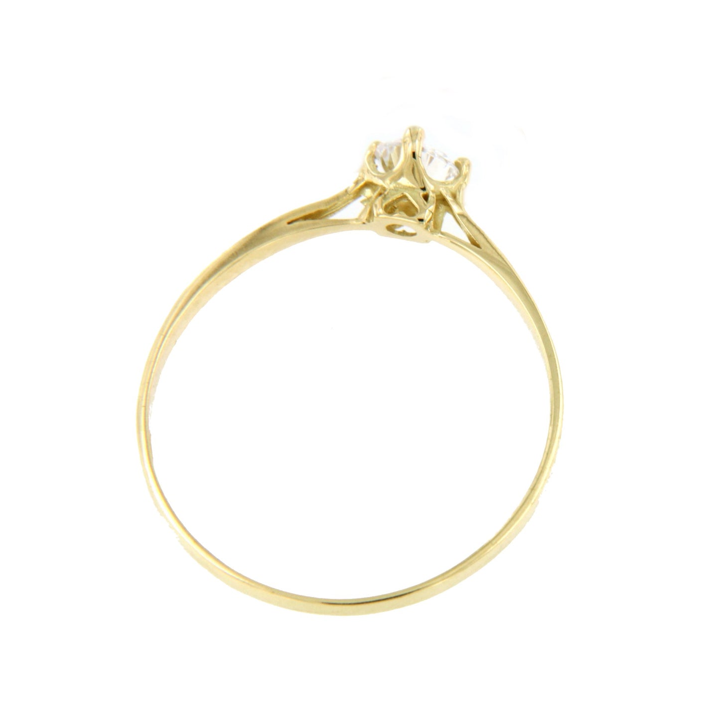 Anillo LEIRA solitario en oro amarillo o blanco con circonita en 18 ktes