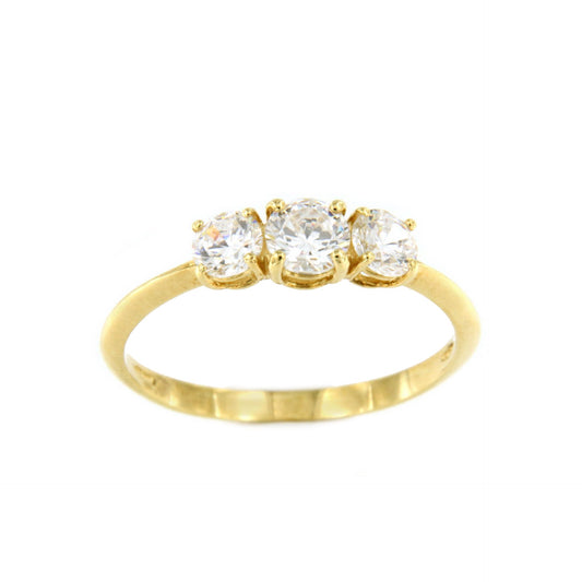 TANCOS ring with three cubic zirconia stones in 18k white or yellow gold