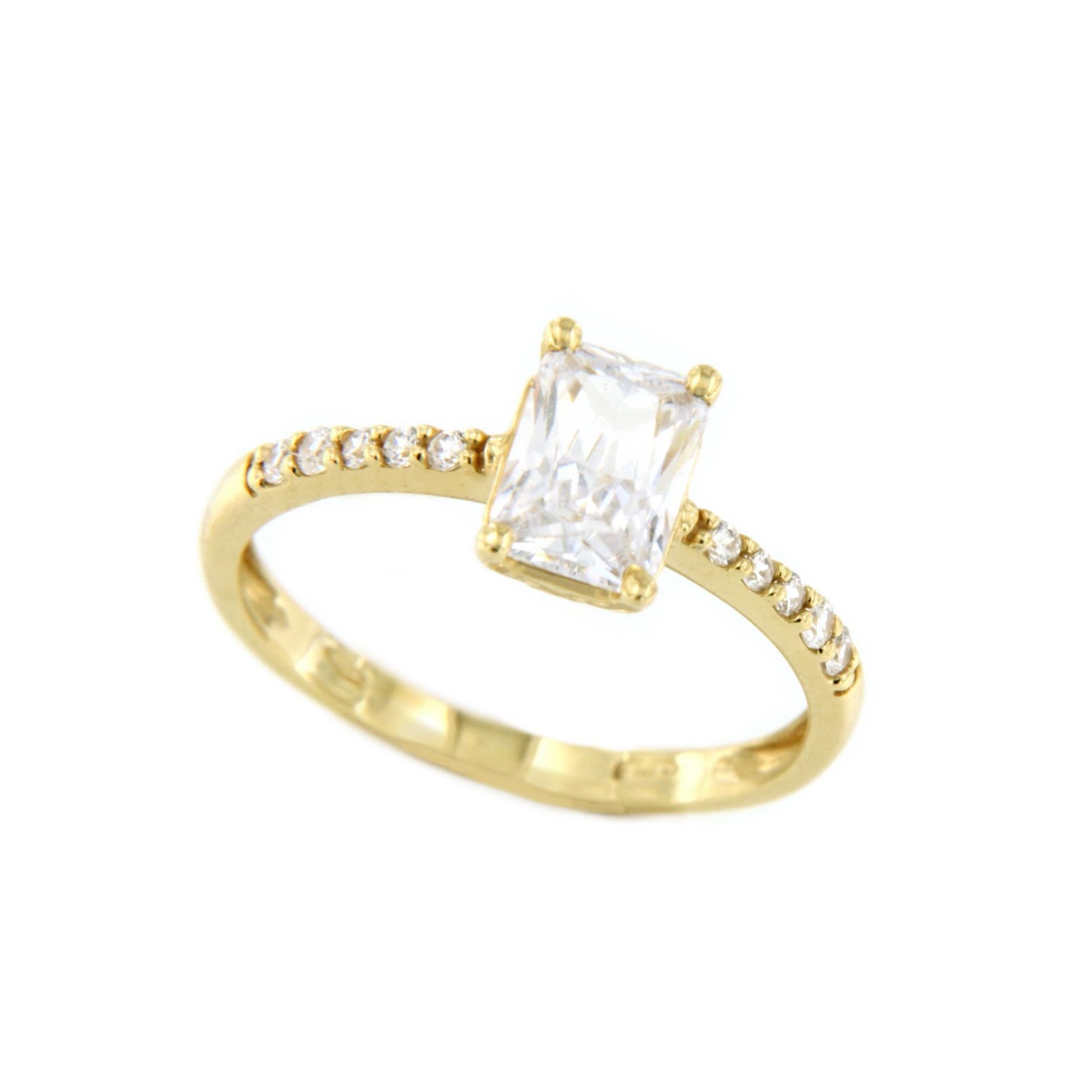 Anillo MONSANTO oro amarillo 18 ktes centro circonita