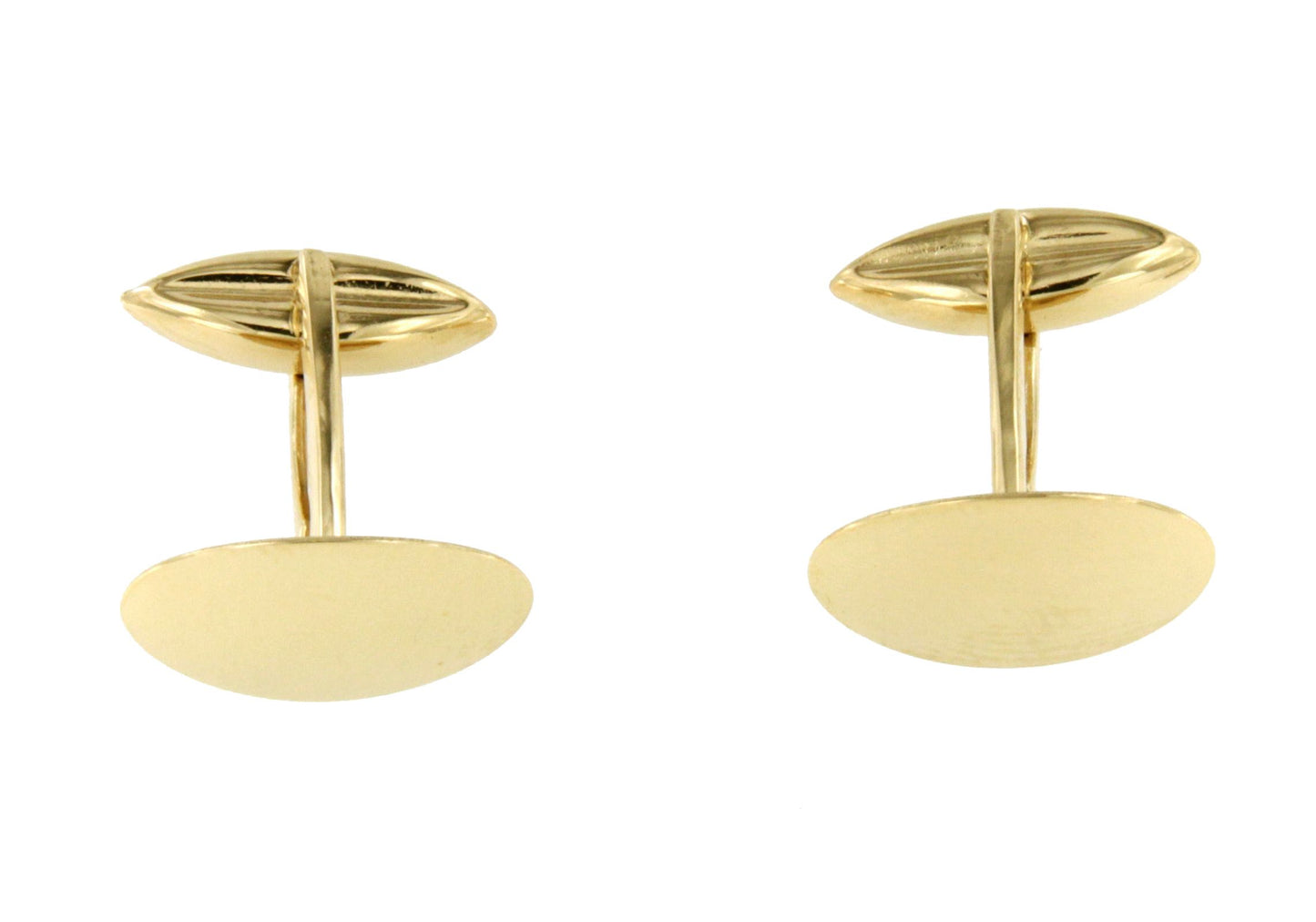 LUSO plain oval-shaped cufflinks in 18k yellow gold