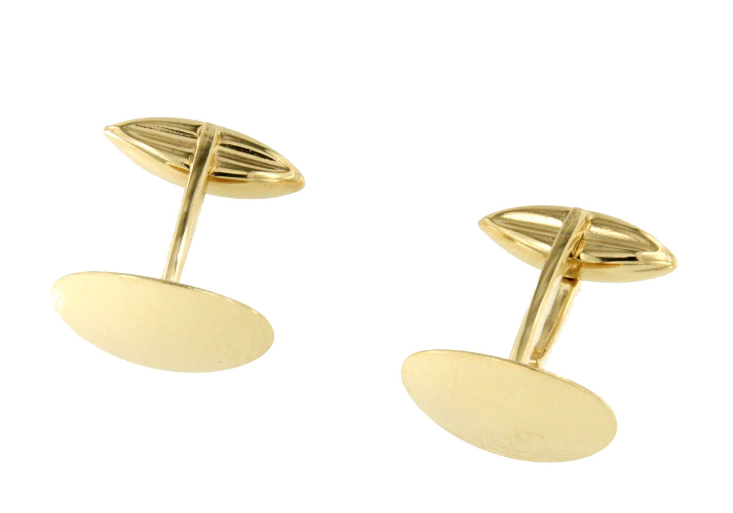 LUSO plain oval-shaped cufflinks in 18k yellow gold