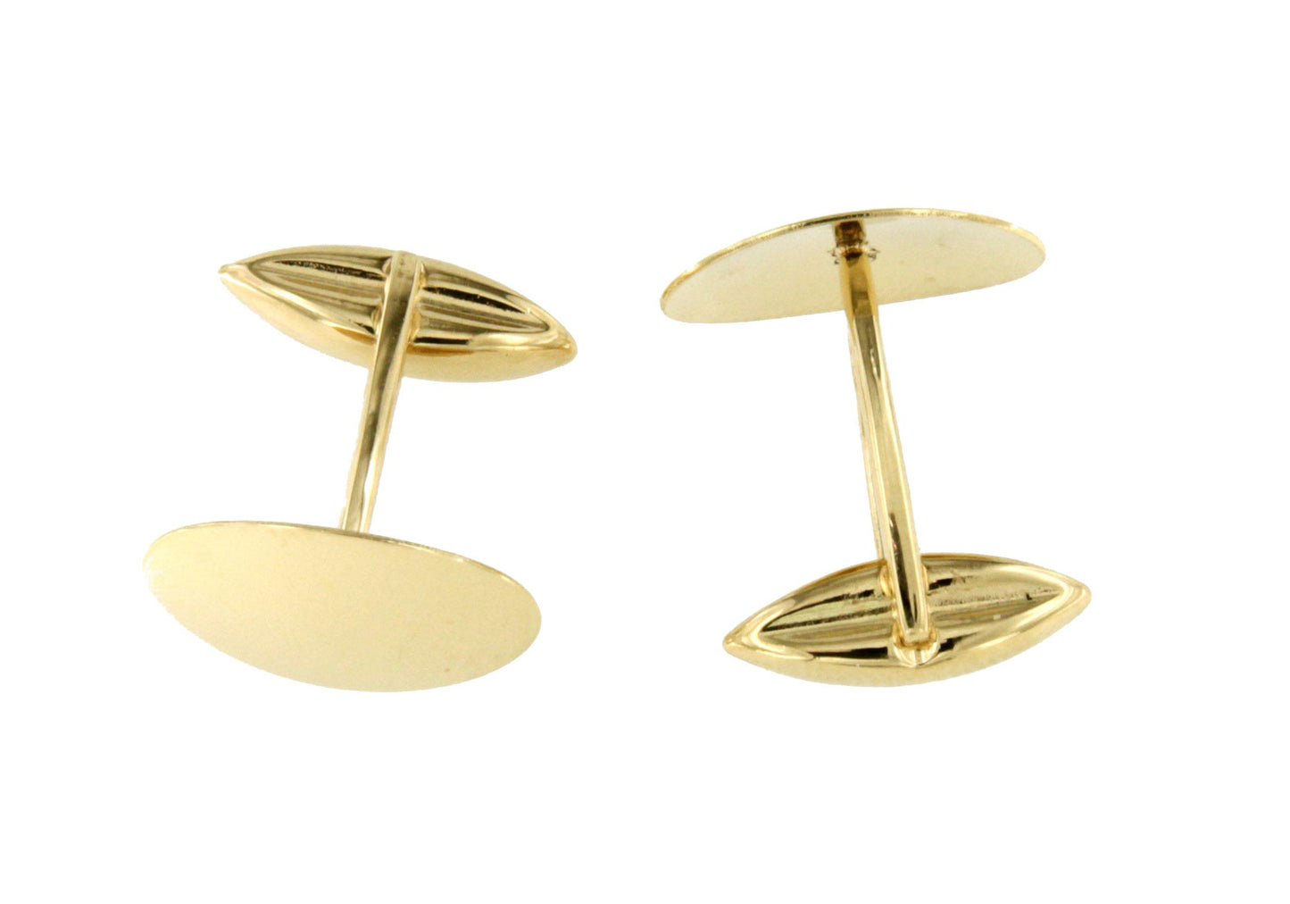 LUSO plain oval-shaped cufflinks in 18k yellow gold