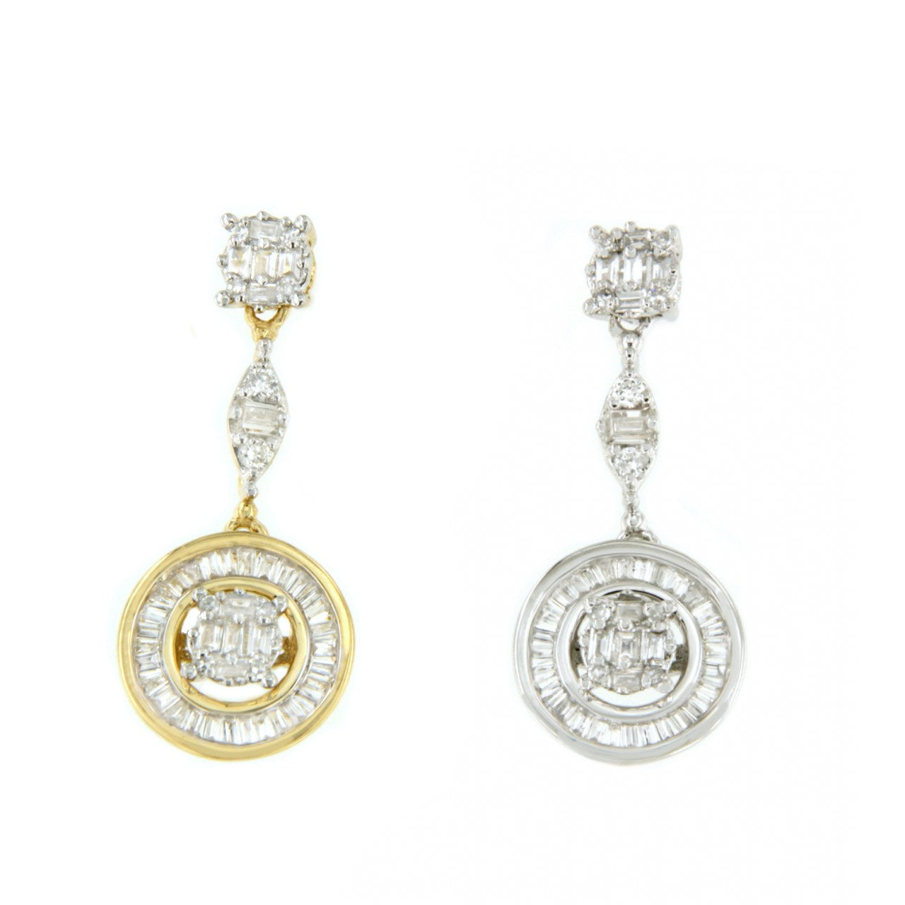 Long COLOSSAL earrings with diamonds in white or yellow gold