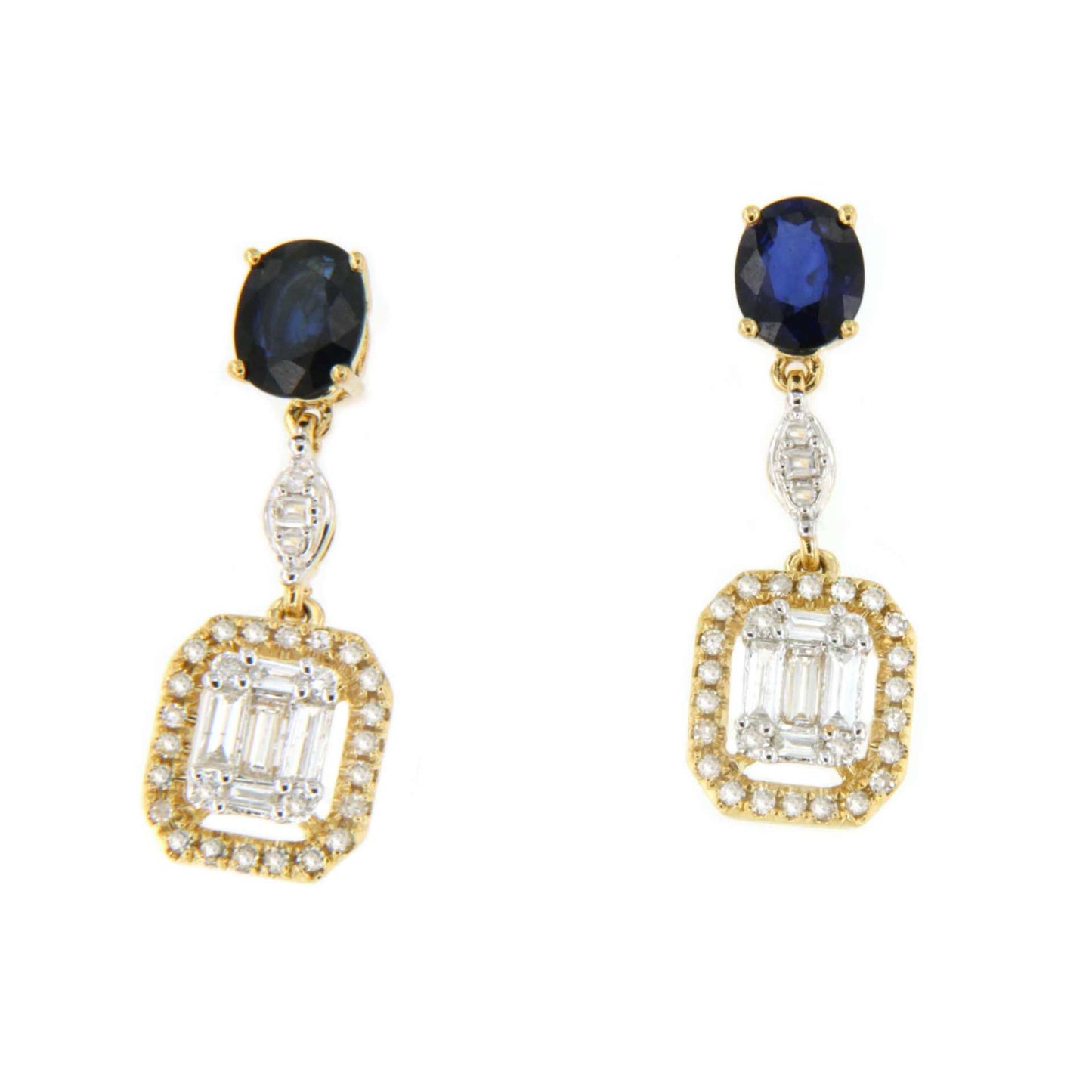 Chosen earring with sapphire and diamonds in 18k yellow gold
