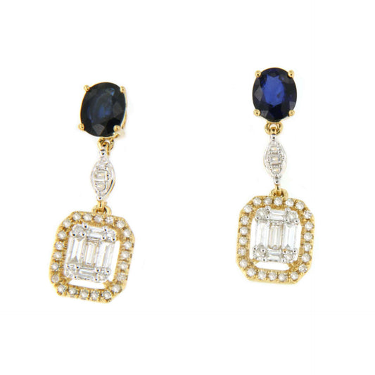 Chosen earring with sapphire and diamonds in 18k yellow gold