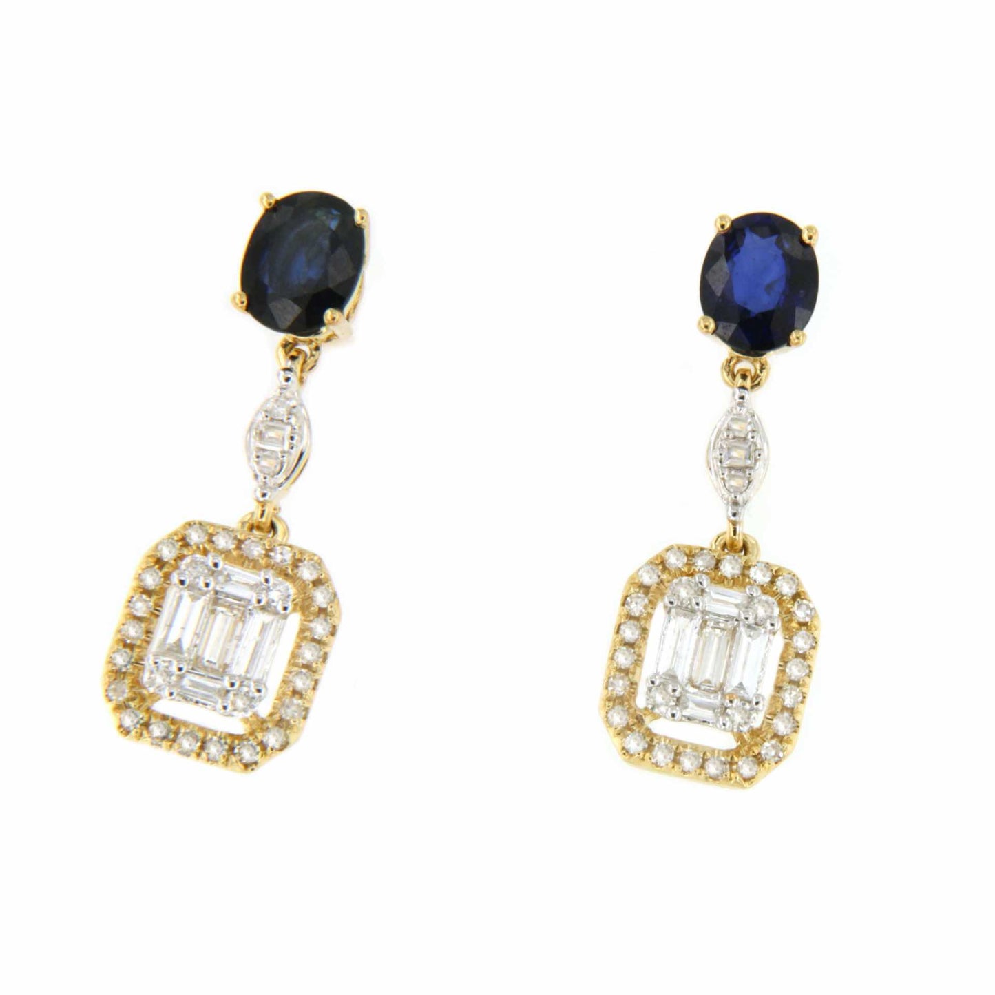 Chosen earring with sapphire and diamonds in 18k yellow gold