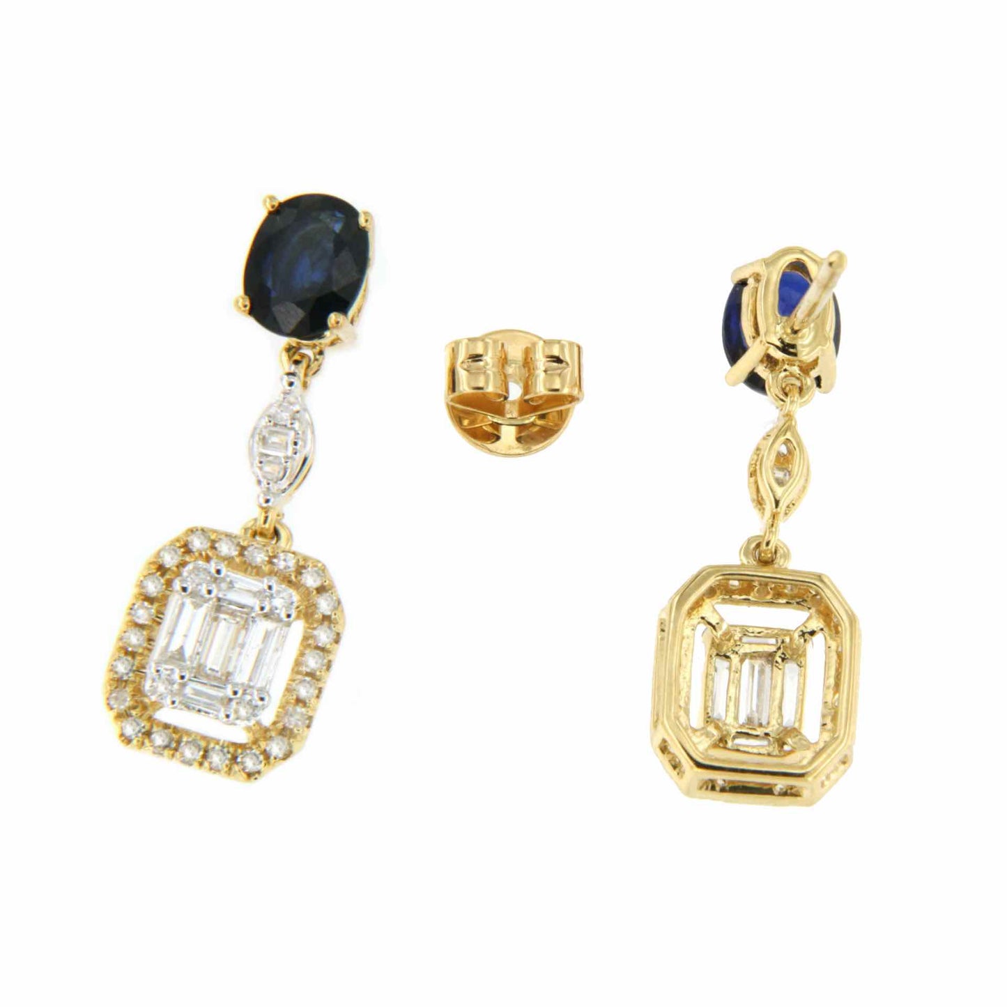 Chosen earring with sapphire and diamonds in 18k yellow gold