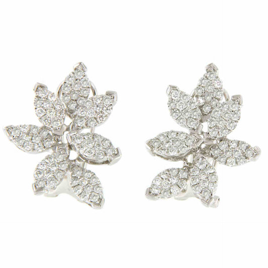 18k white gold leaf front earring with diamonds