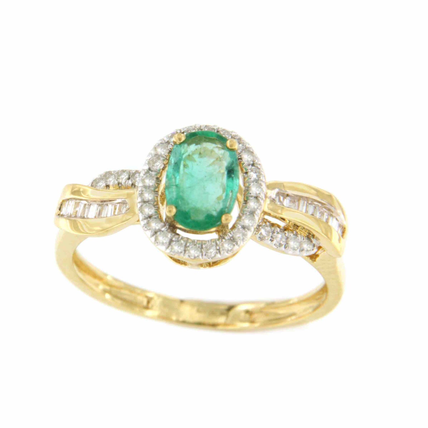 Anillo ERMITAÑO en oro amarillo 18 ktes con esmeralda y brillantes