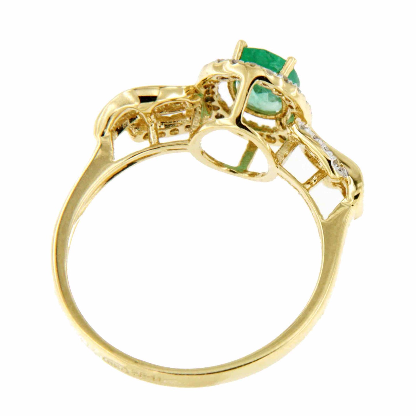 Anillo ERMITAÑO en oro amarillo 18 ktes con esmeralda y brillantes