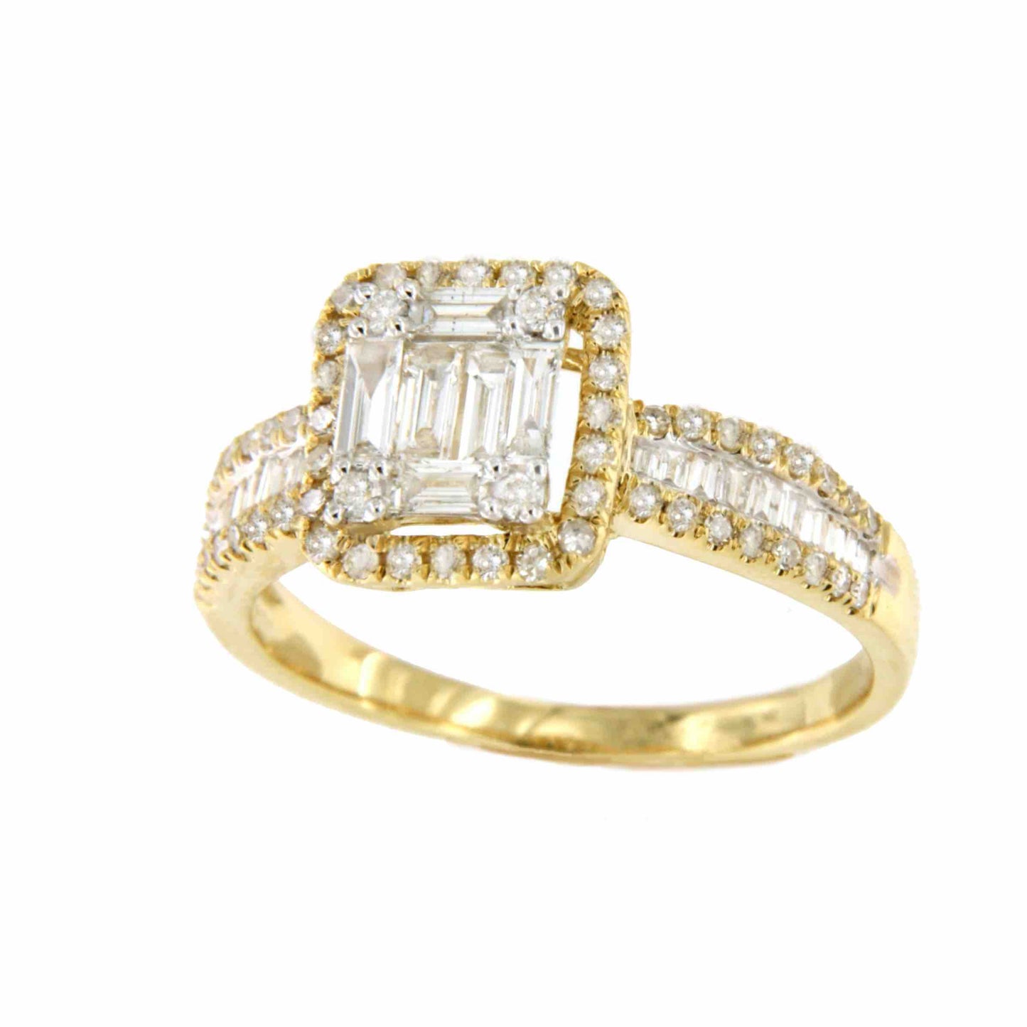 Anillo DEVIL centro de diamante en oro amarillo de 18 ktes.