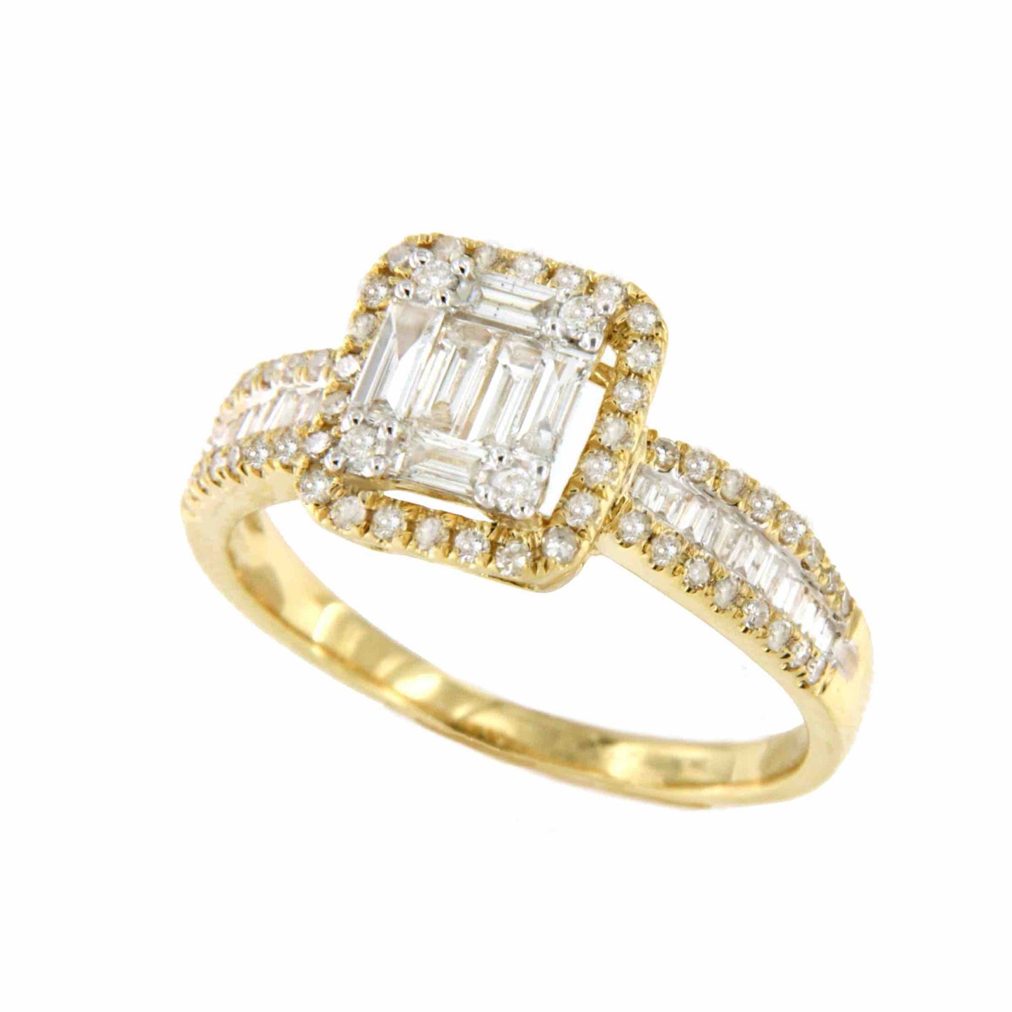 Anillo DEVIL centro de diamante en oro amarillo de 18 ktes.
