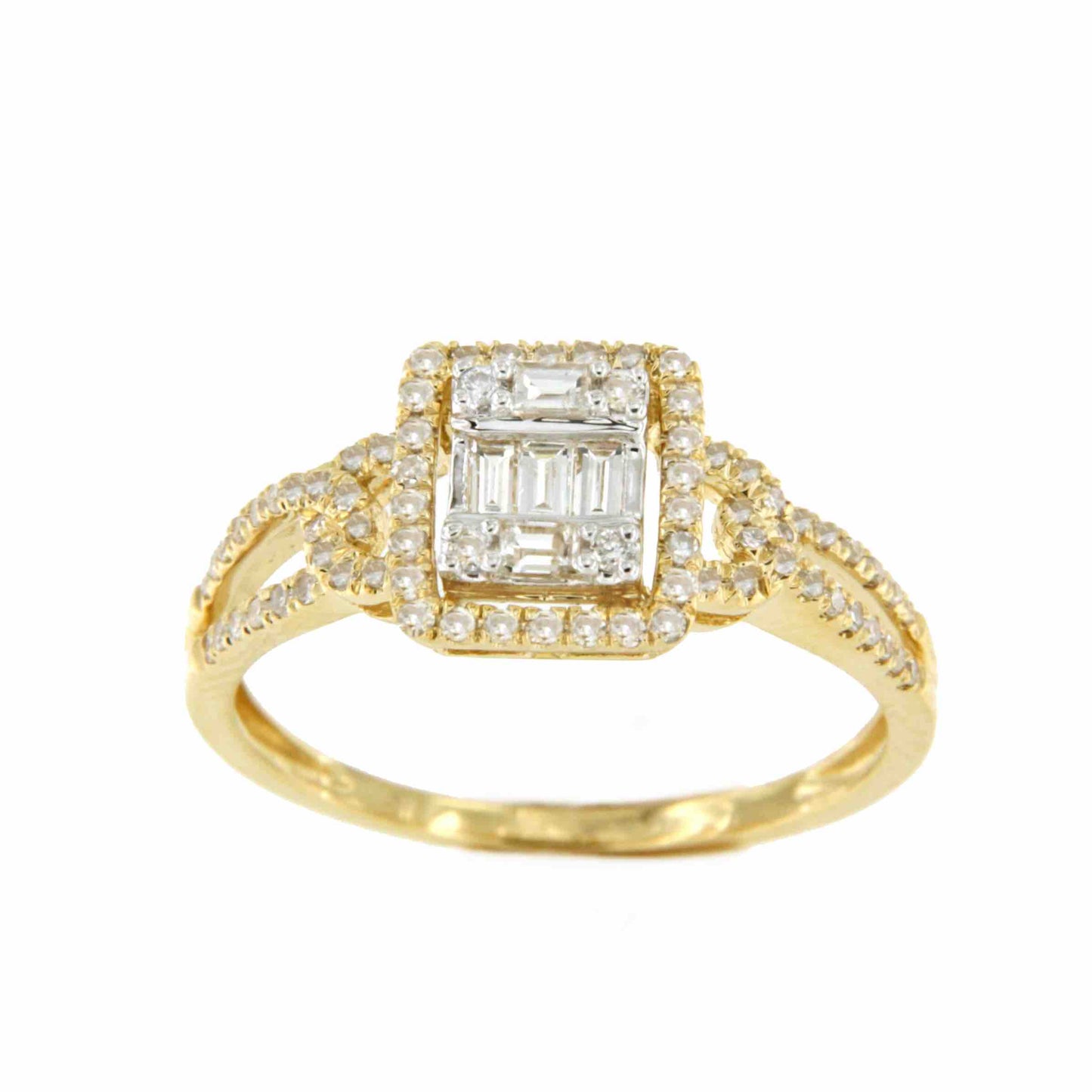 Unique ring with diamonds in 18-karat yellow gold