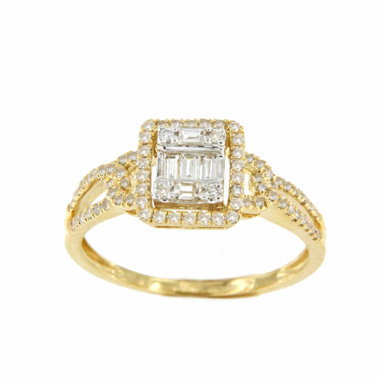 Unique ring with diamonds in 18-karat yellow gold