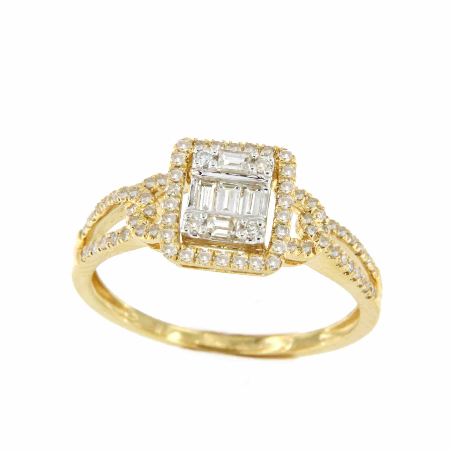 Unique ring with diamonds in 18-karat yellow gold