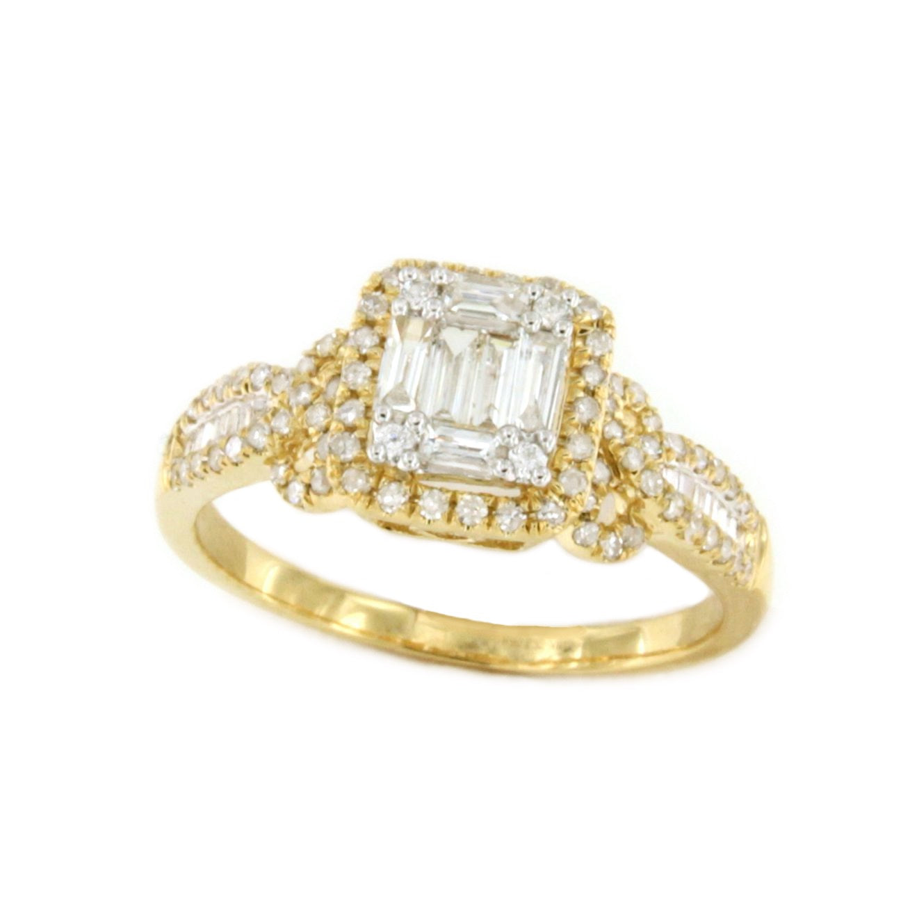 Cheeky ring with diamond center in 18k yellow gold.