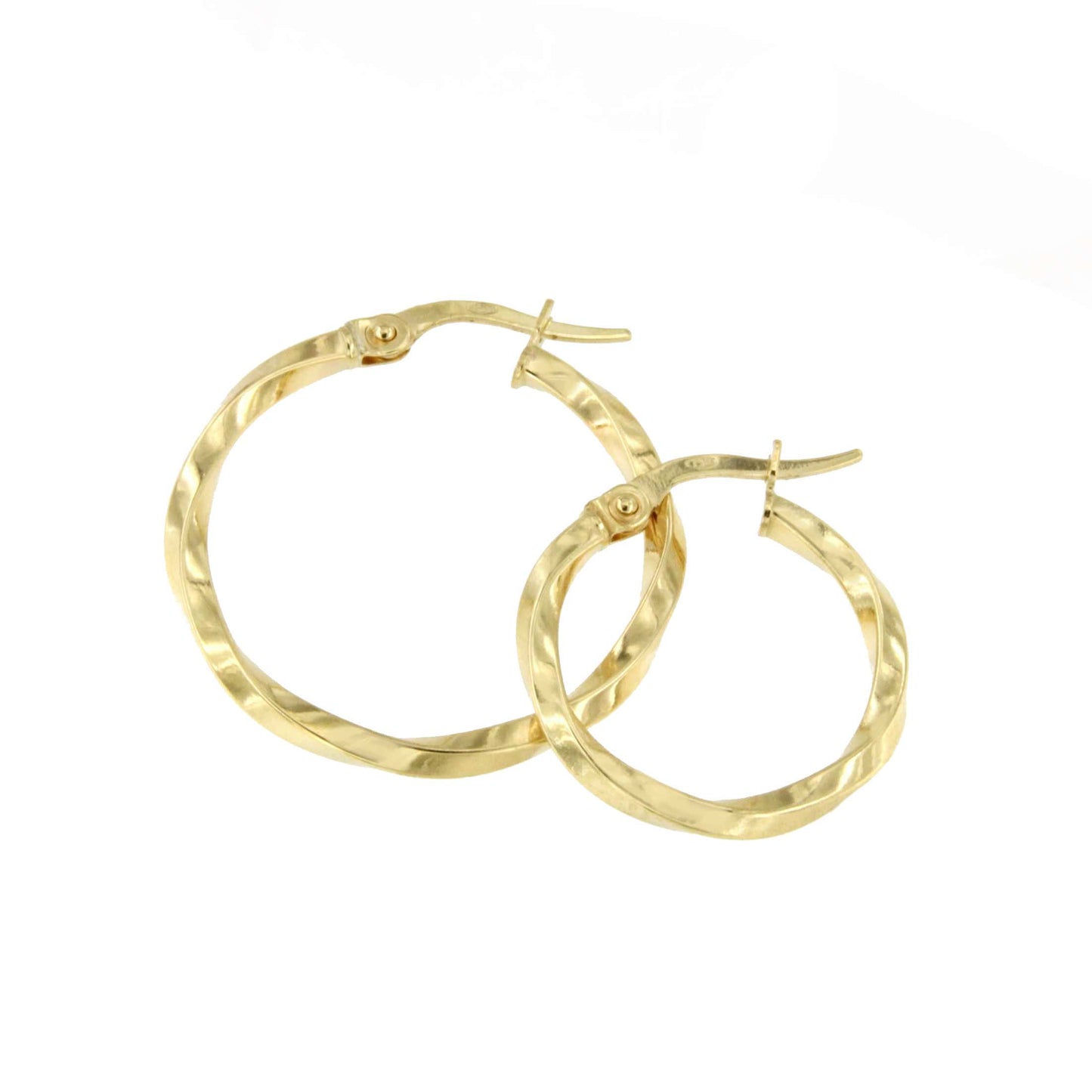 Campero pendant, 18k gold twisted and flat hoops