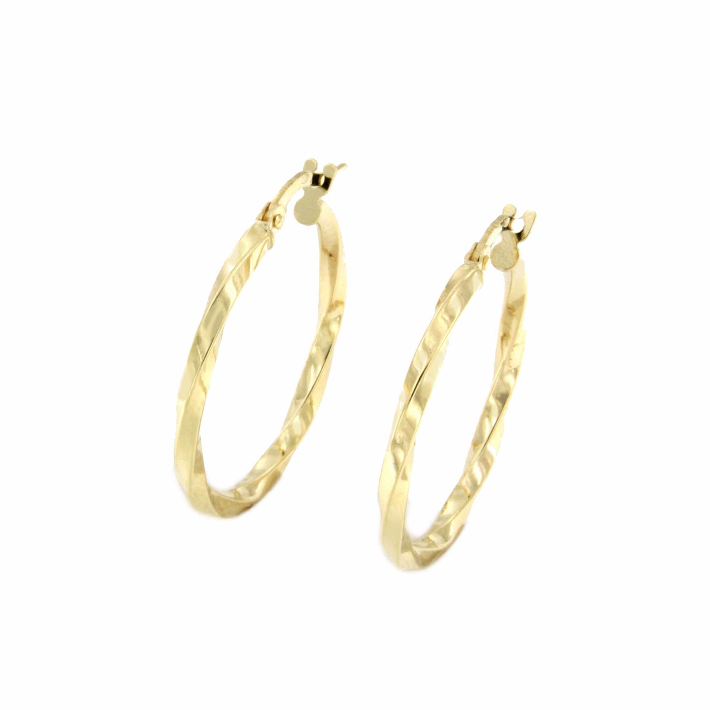 Campero pendant, 18k gold twisted and flat hoops