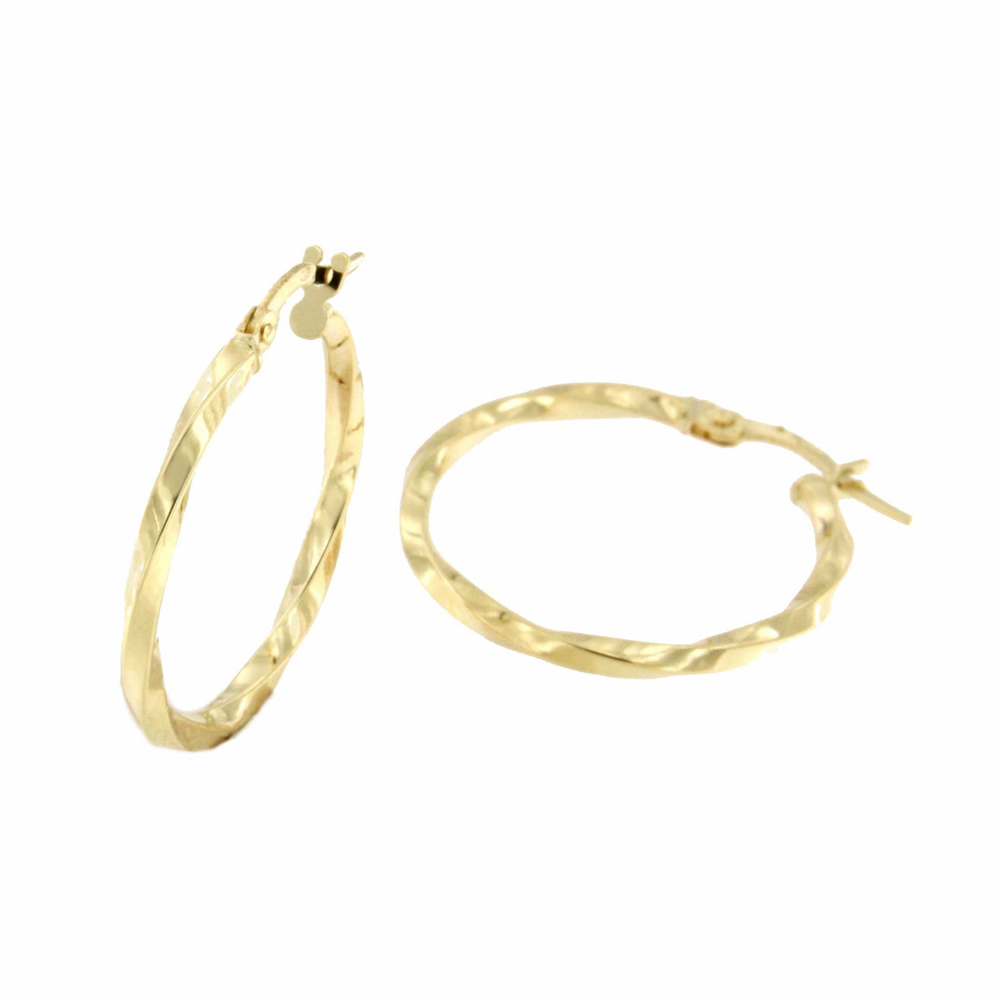 Campero pendant, 18k gold twisted and flat hoops