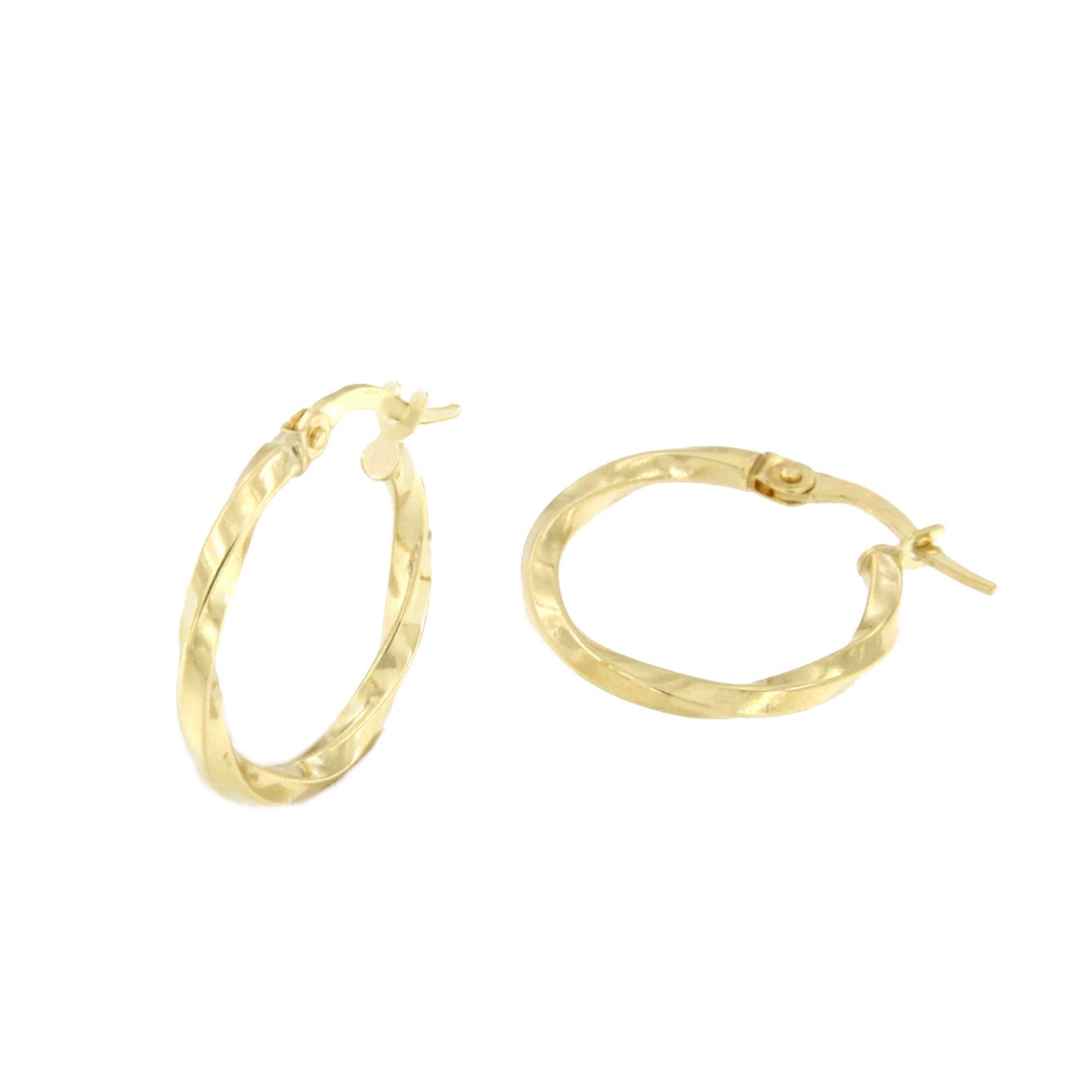 Campero pendant, 18k gold twisted and flat hoops