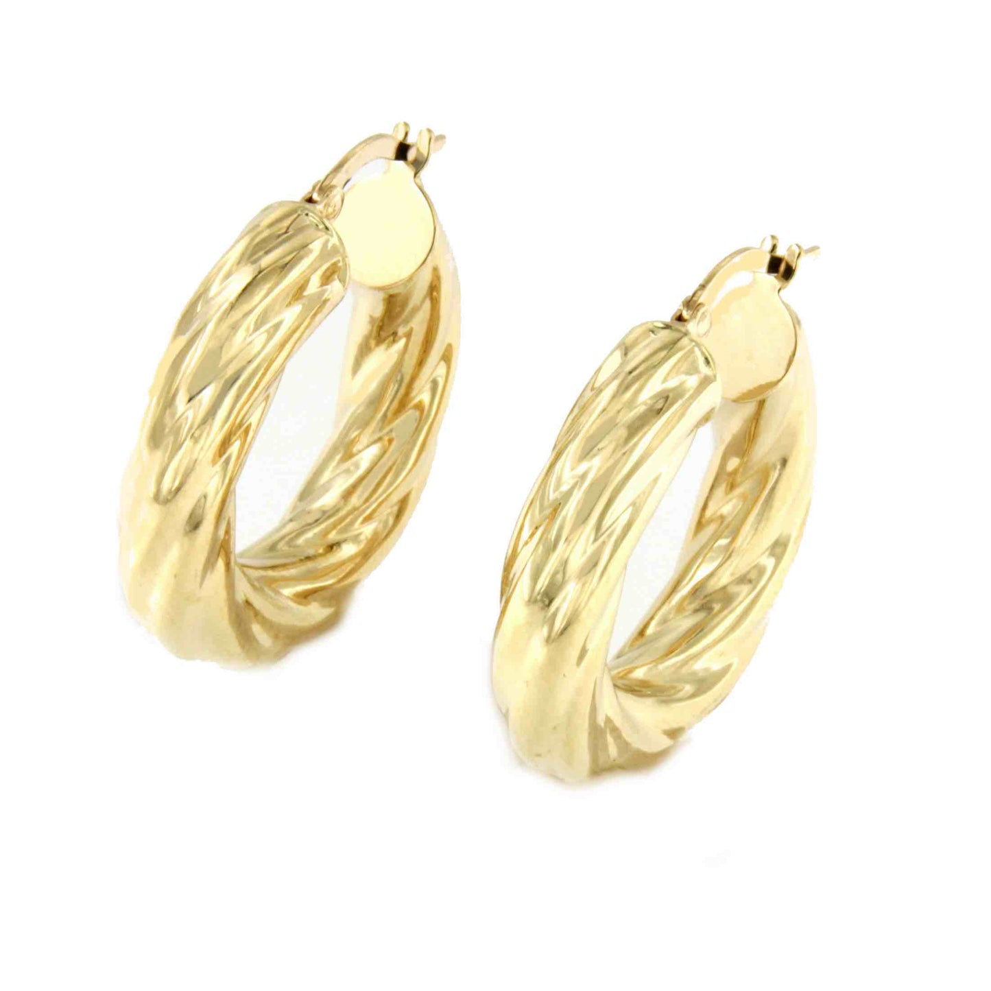 Pendiente VIVO argolla o aros con gallones en oro amarillo de 18 ktes