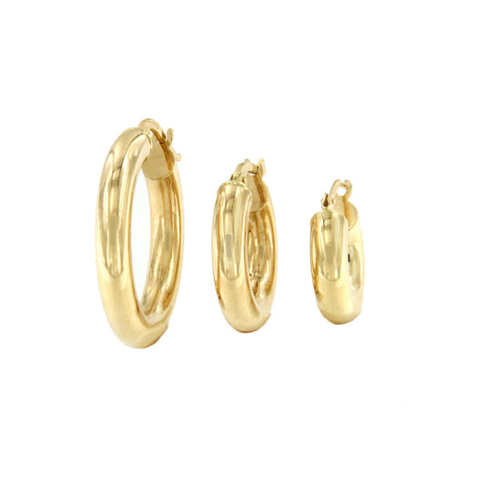 Wise Earrings, smooth hoops or rings in 18k yellow gold