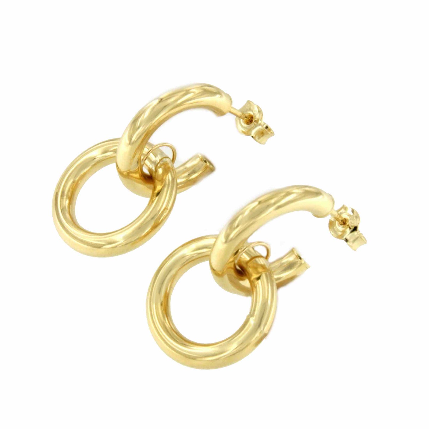 Jester pendant, hoop earrings in 18k yellow gold