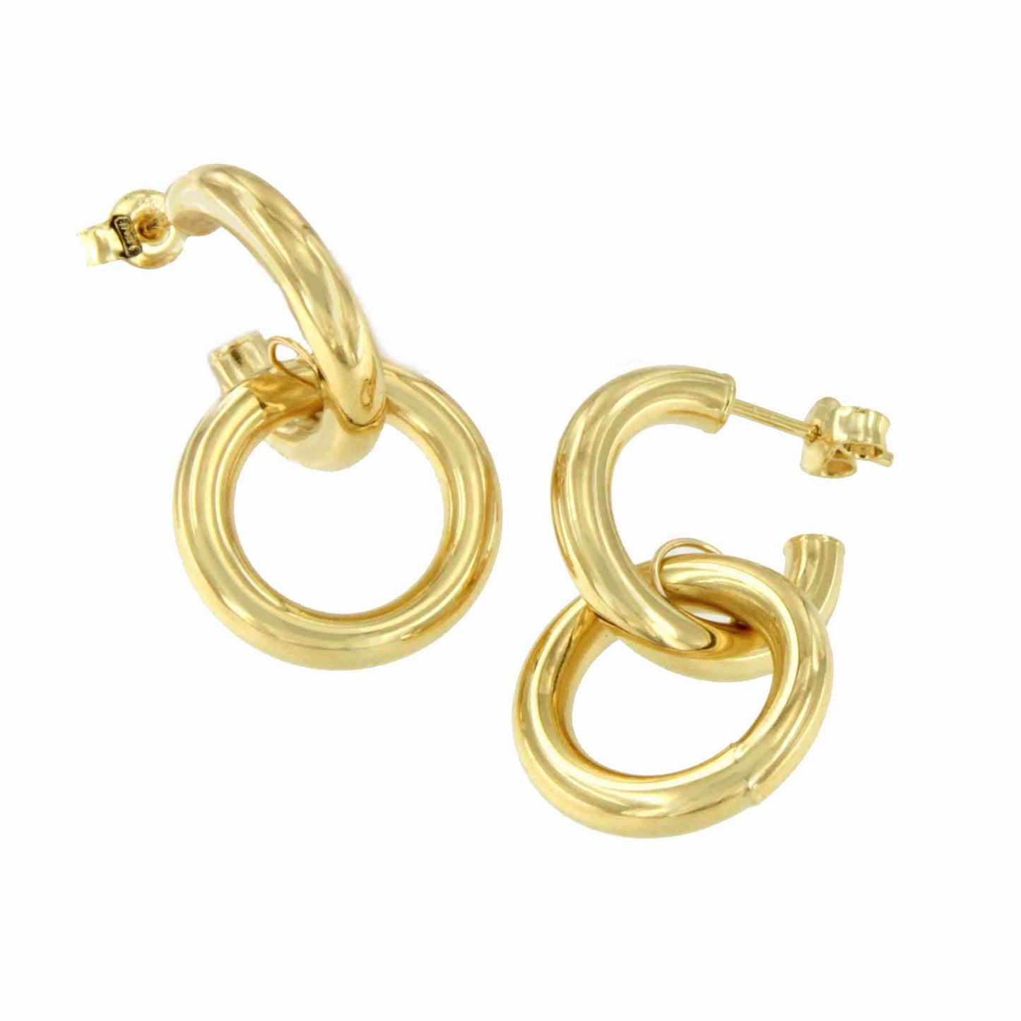 Jester pendant, hoop earrings in 18k yellow gold