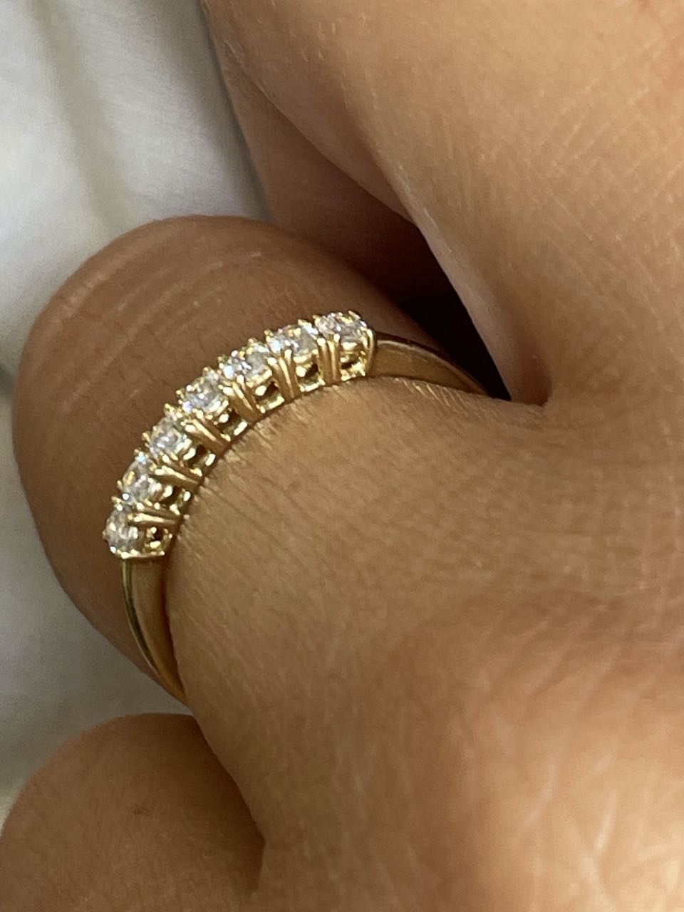 Harlequin ring, zirconia wedding band in 18k yellow gold