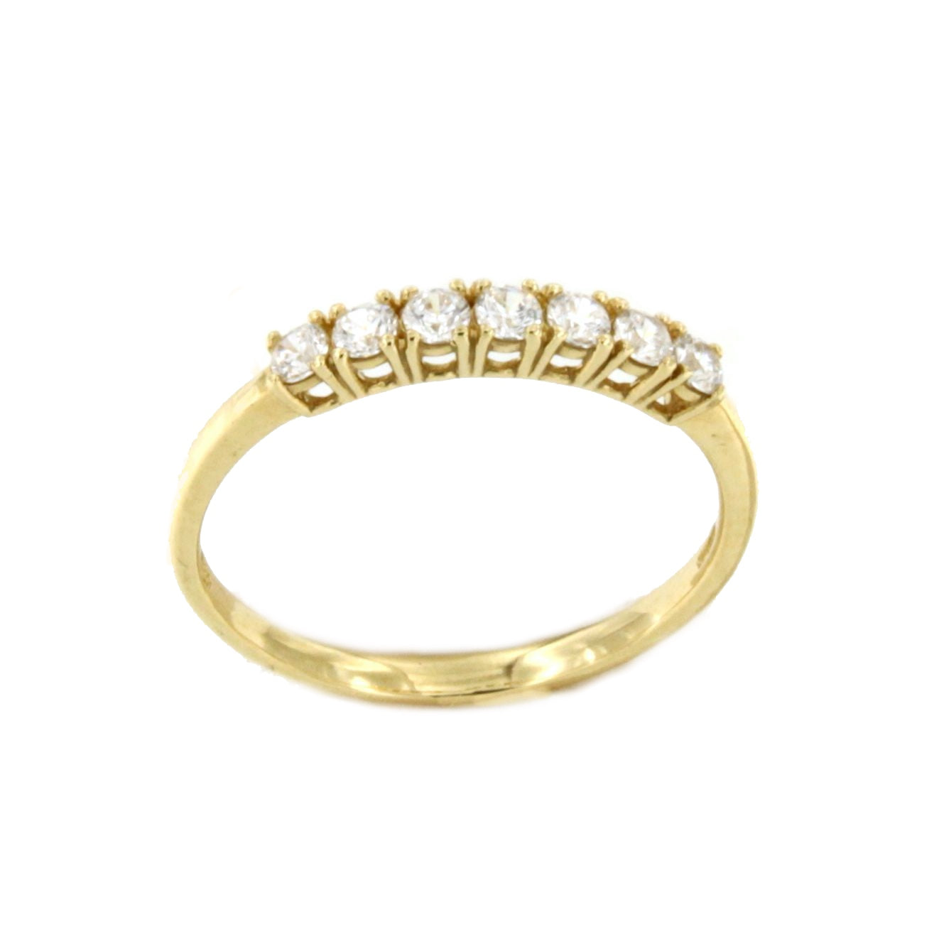 Harlequin ring, zirconia wedding band in 18k yellow gold