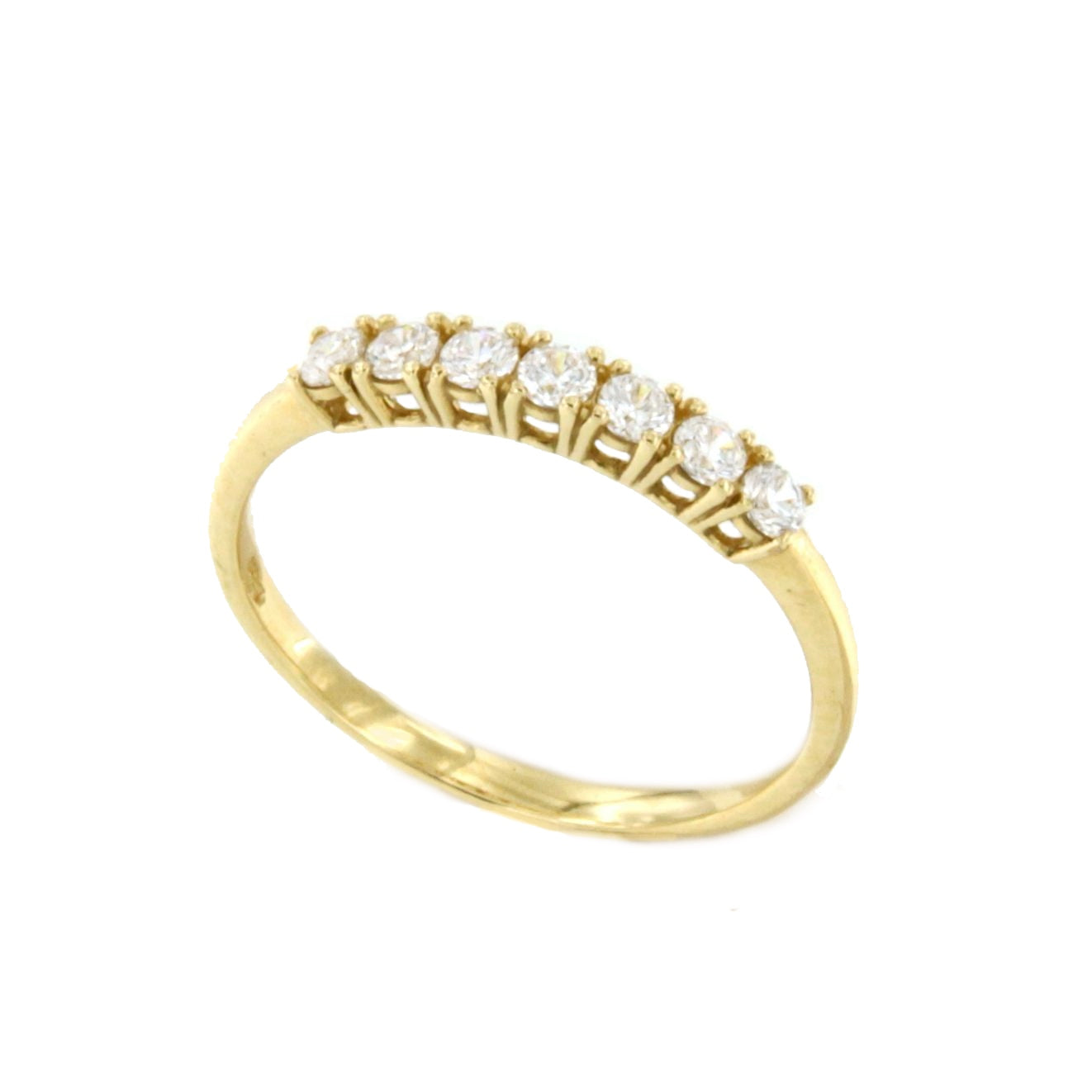 Harlequin ring, zirconia wedding band in 18k yellow gold