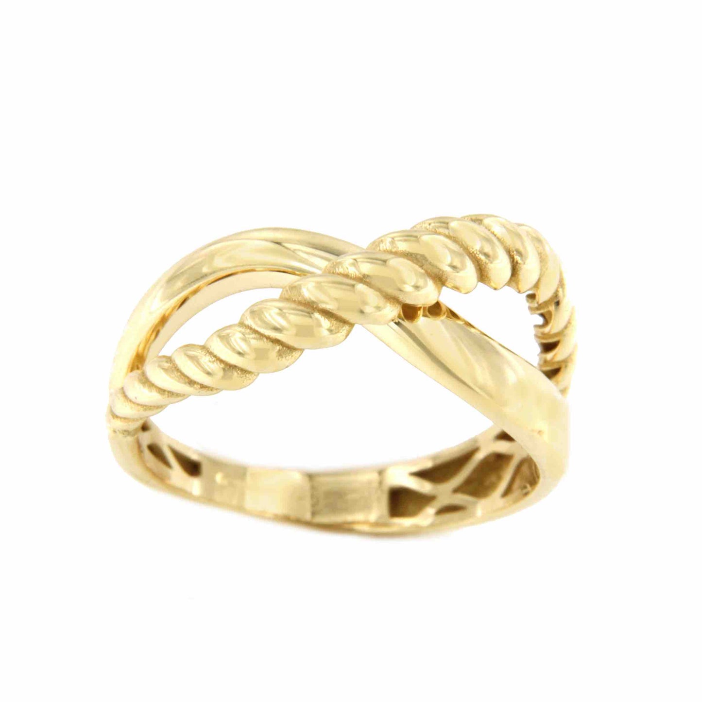 Anillo JABATO cruzado de alianza en oro amarillo 18 ktes