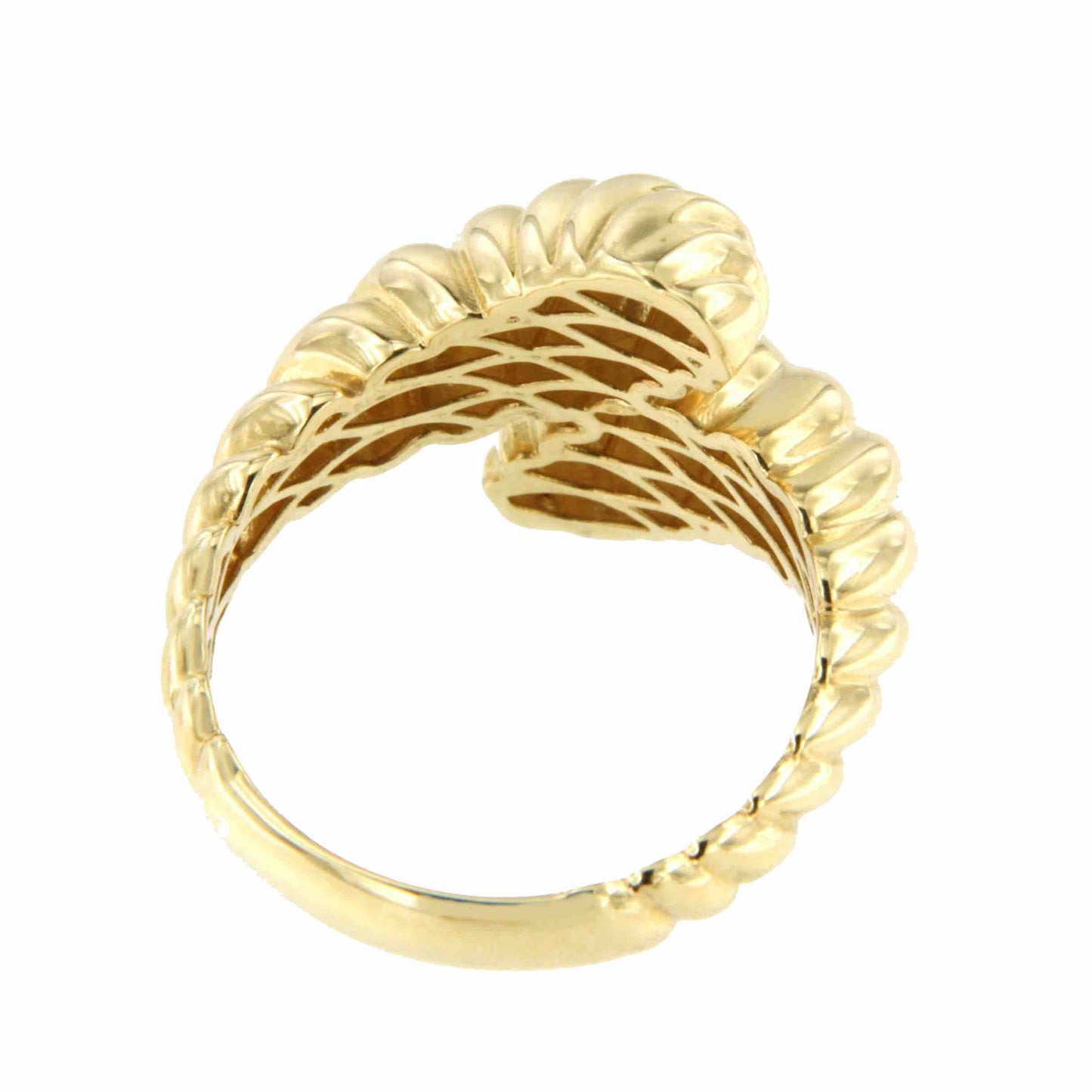 LUZ ring, "You and Me" model, in 18k yellow gold with gadroons