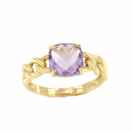 Heather ring with amethyst or blue topaz in 18-karat yellow gold