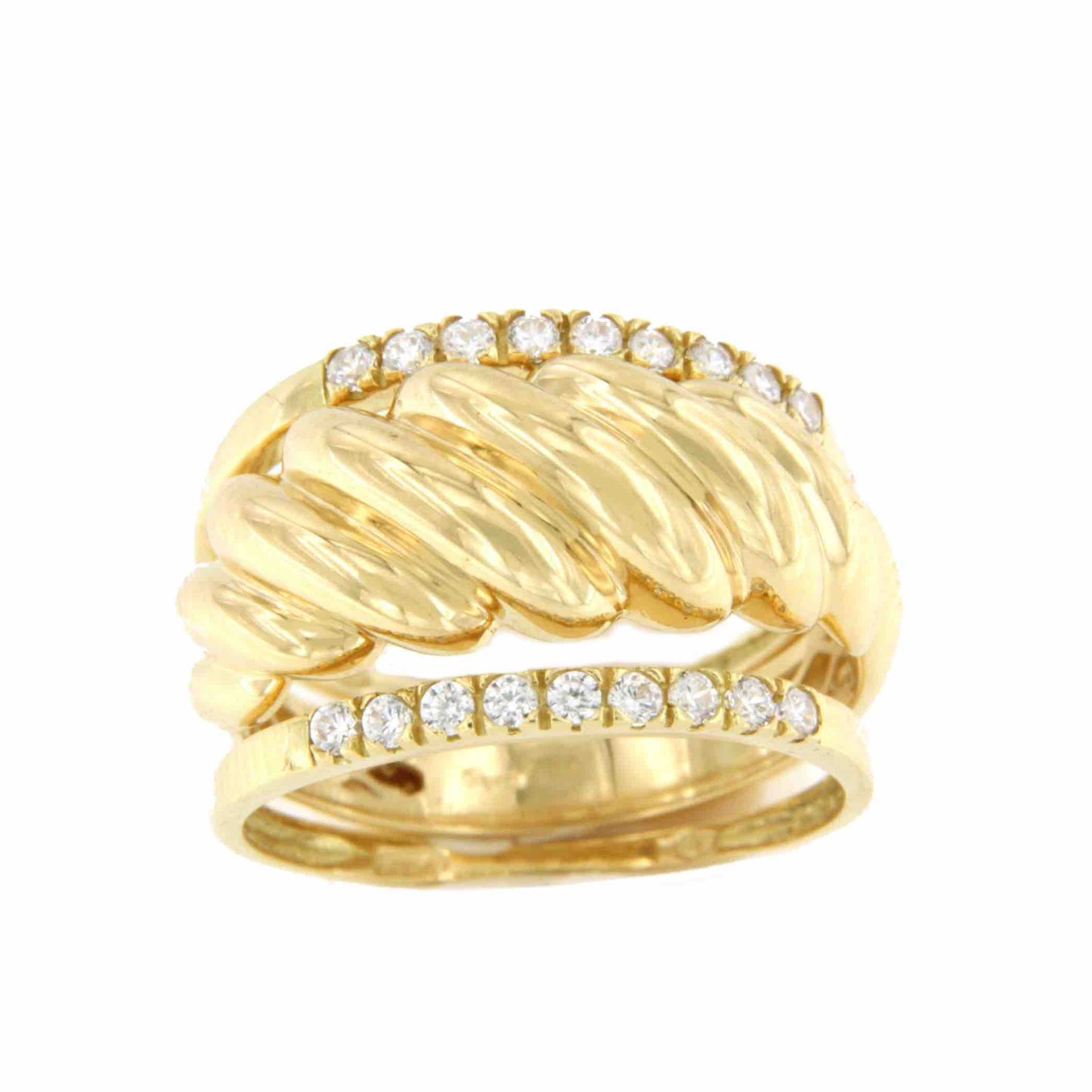 Anillo ESPIRIA alianza con circonitas en oro amarillo de 18 kilates