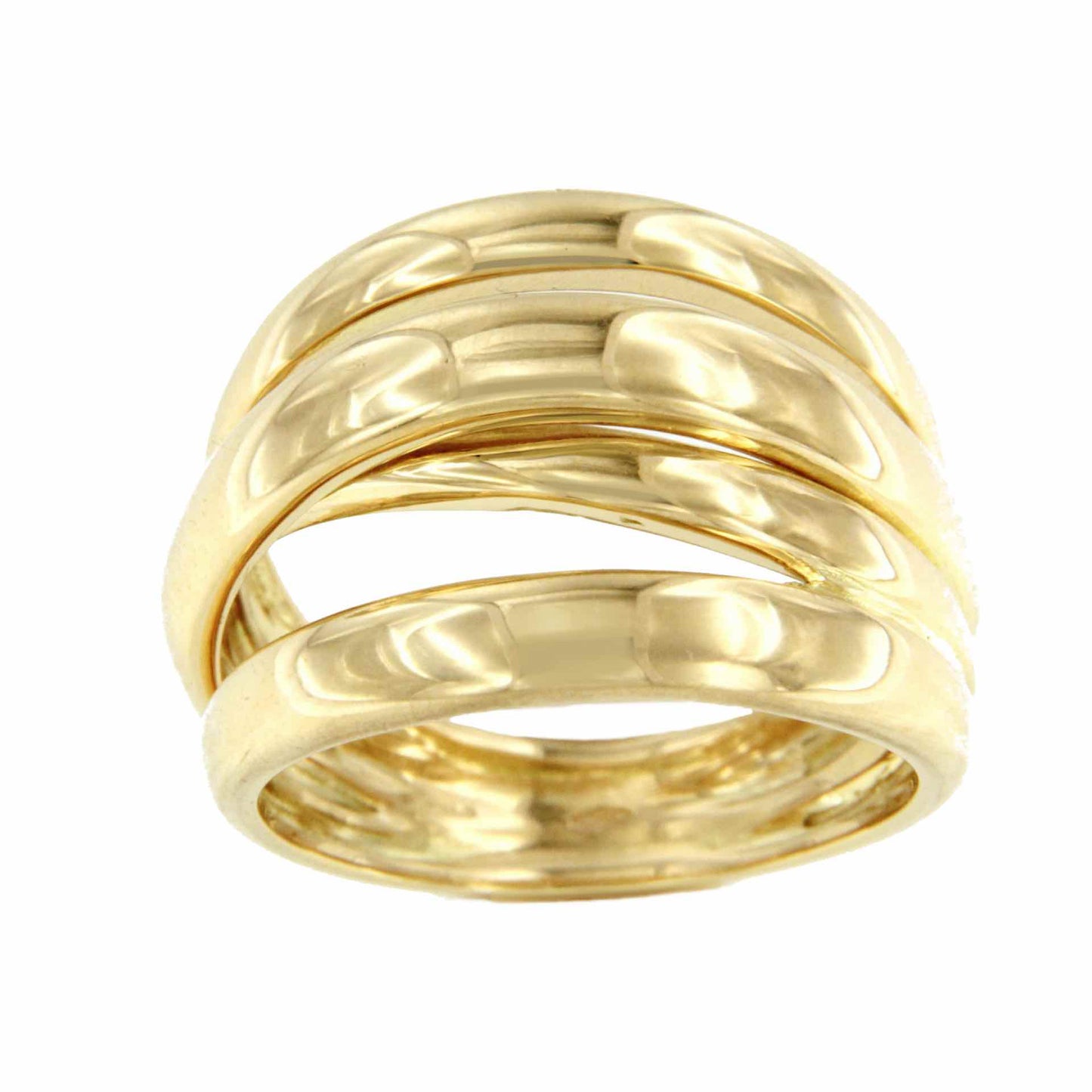 Narcissus ring with crossed bands in 18-karat yellow gold