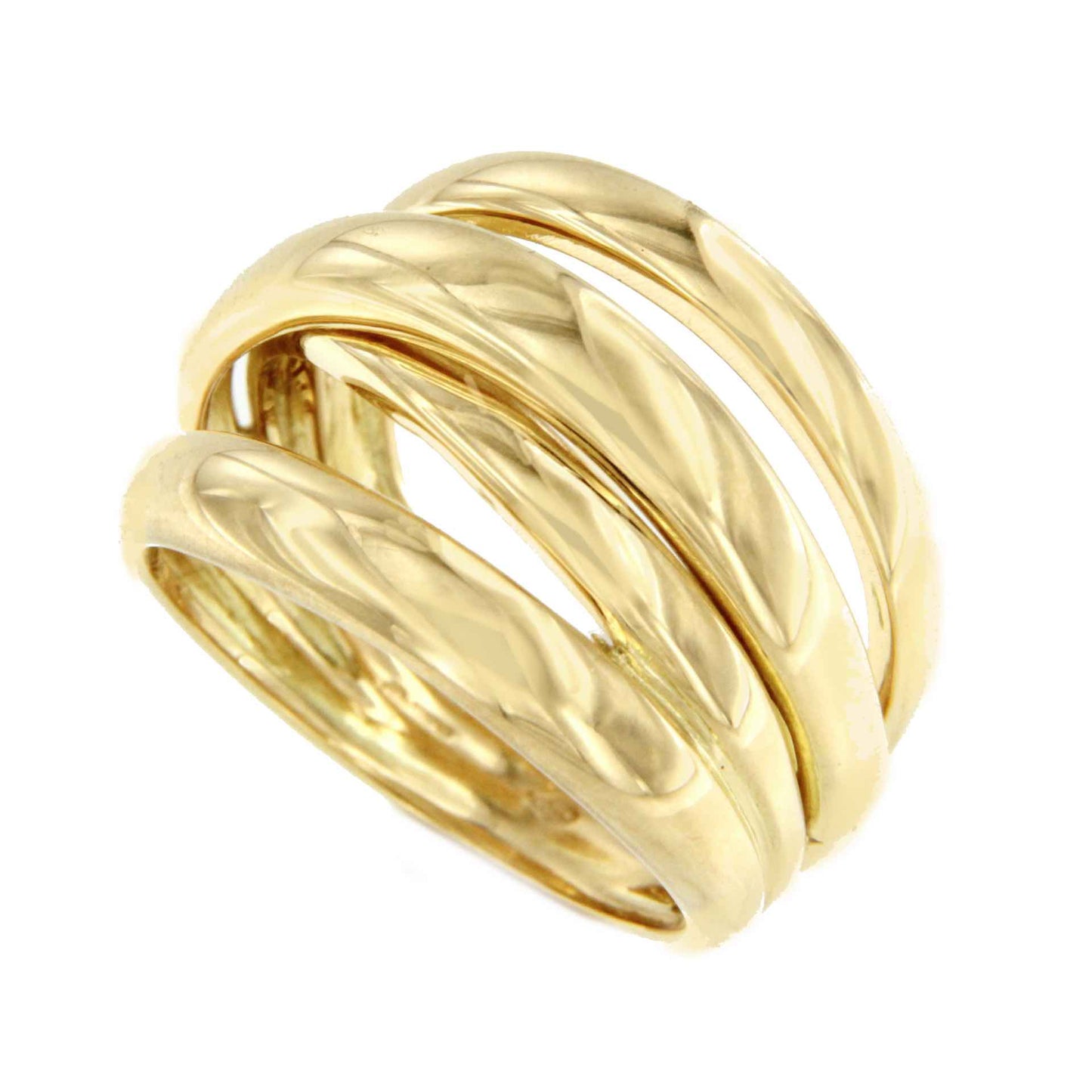 Narcissus ring with crossed bands in 18-karat yellow gold