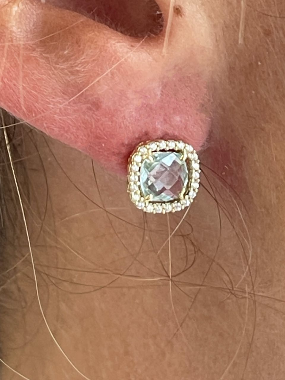 ACAMAR blue topaz earring with cubic zirconia in 18k gold