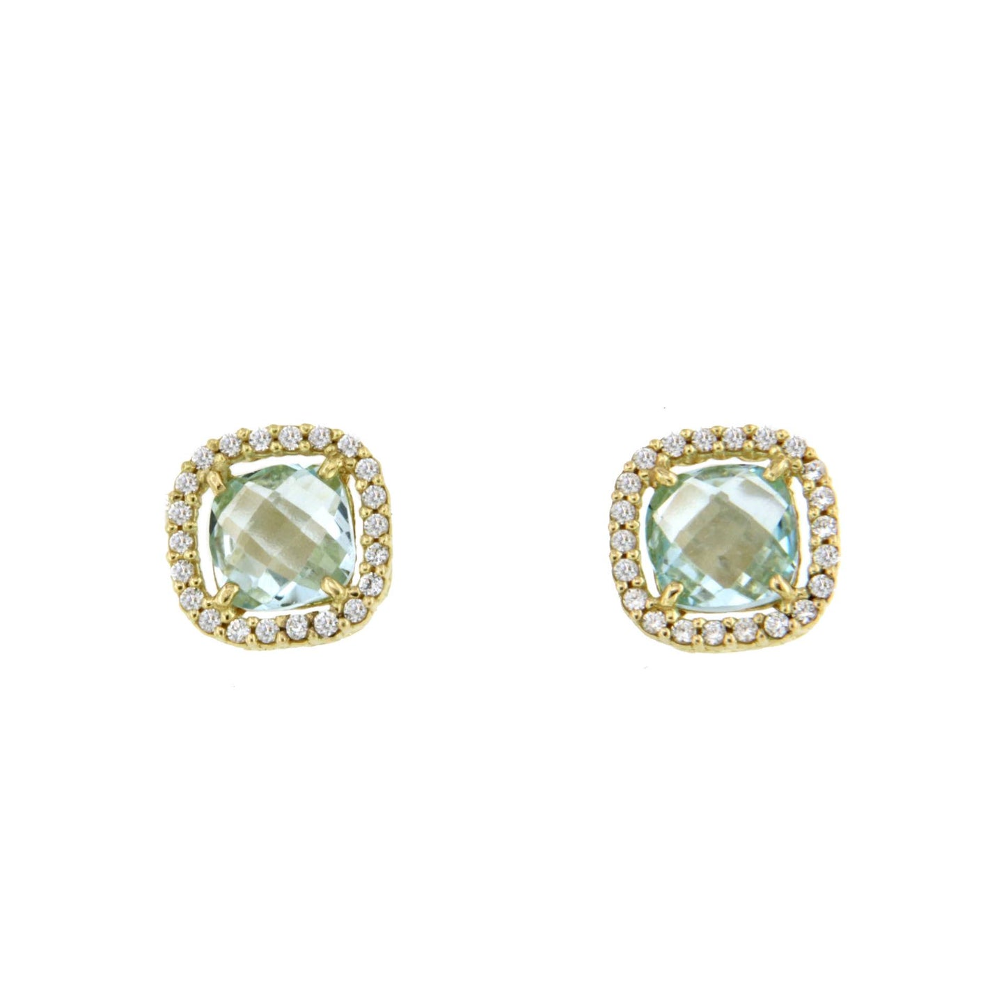 ACAMAR blue topaz earring with cubic zirconia in 18k gold