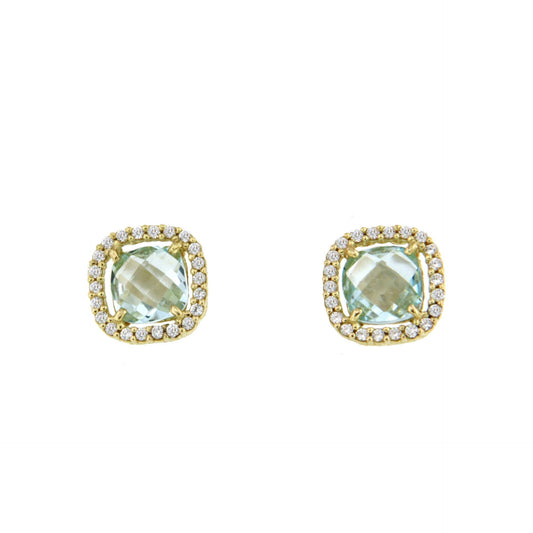 ACAMAR blue topaz earring with cubic zirconia in 18k gold