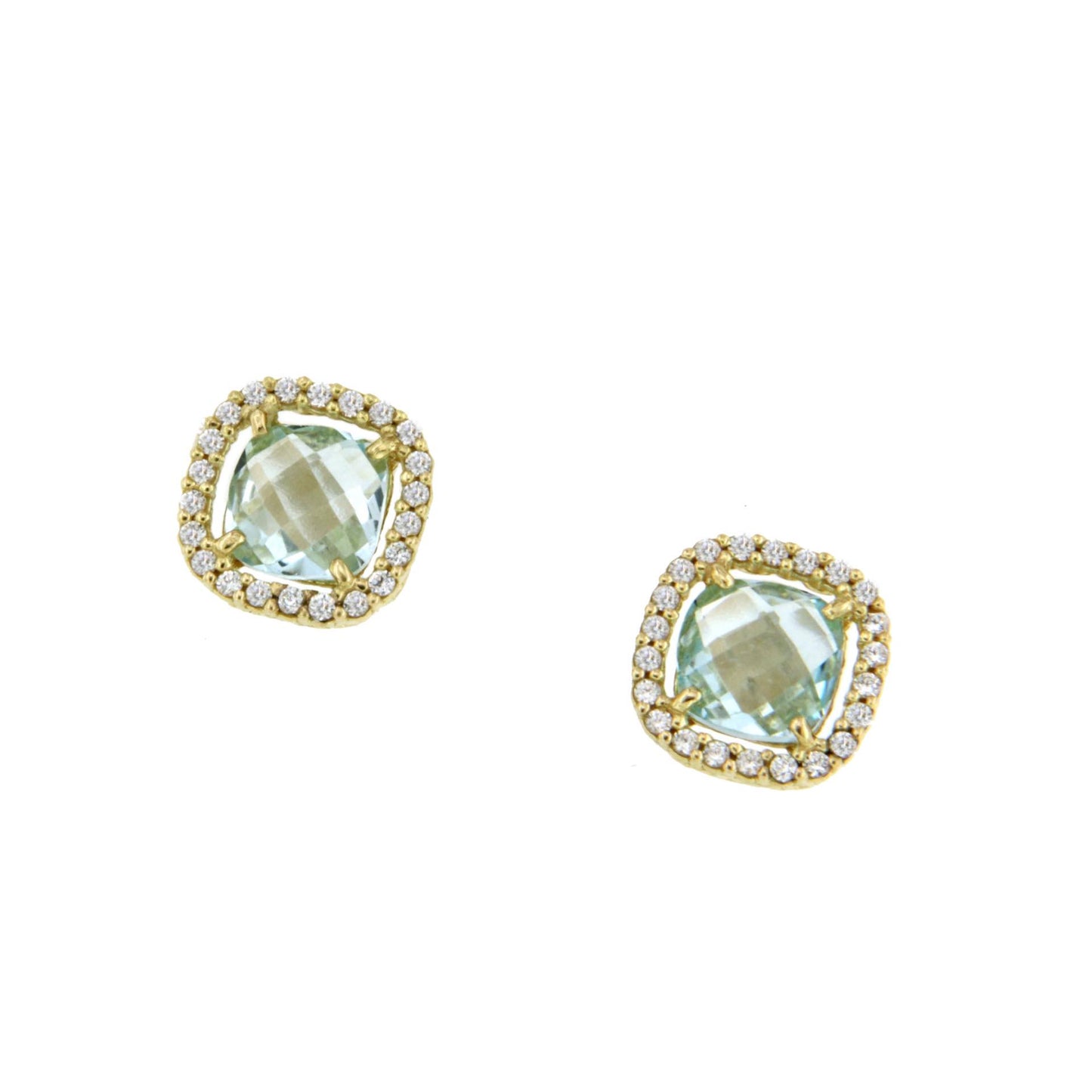 ACAMAR blue topaz earring with cubic zirconia in 18k gold
