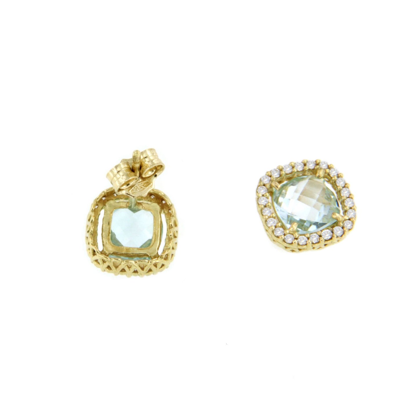 ACAMAR blue topaz earring with cubic zirconia in 18k gold