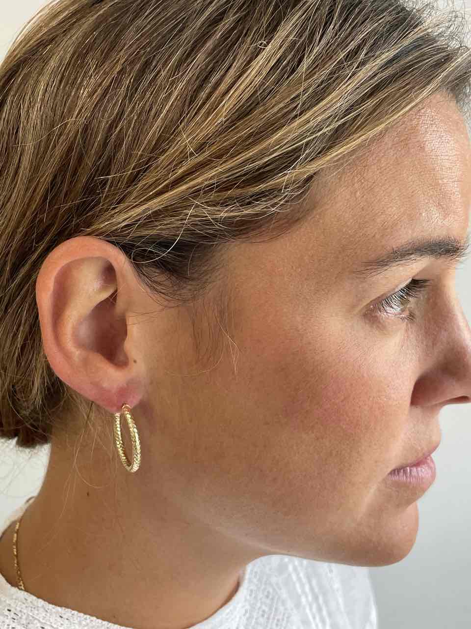 Pendiente TAURUS argollas o criollas diamantadas en oro amarillo 18 ktes