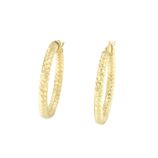 TAURUS earrings, diamond-cut hoops or criollas in 18k yellow gold