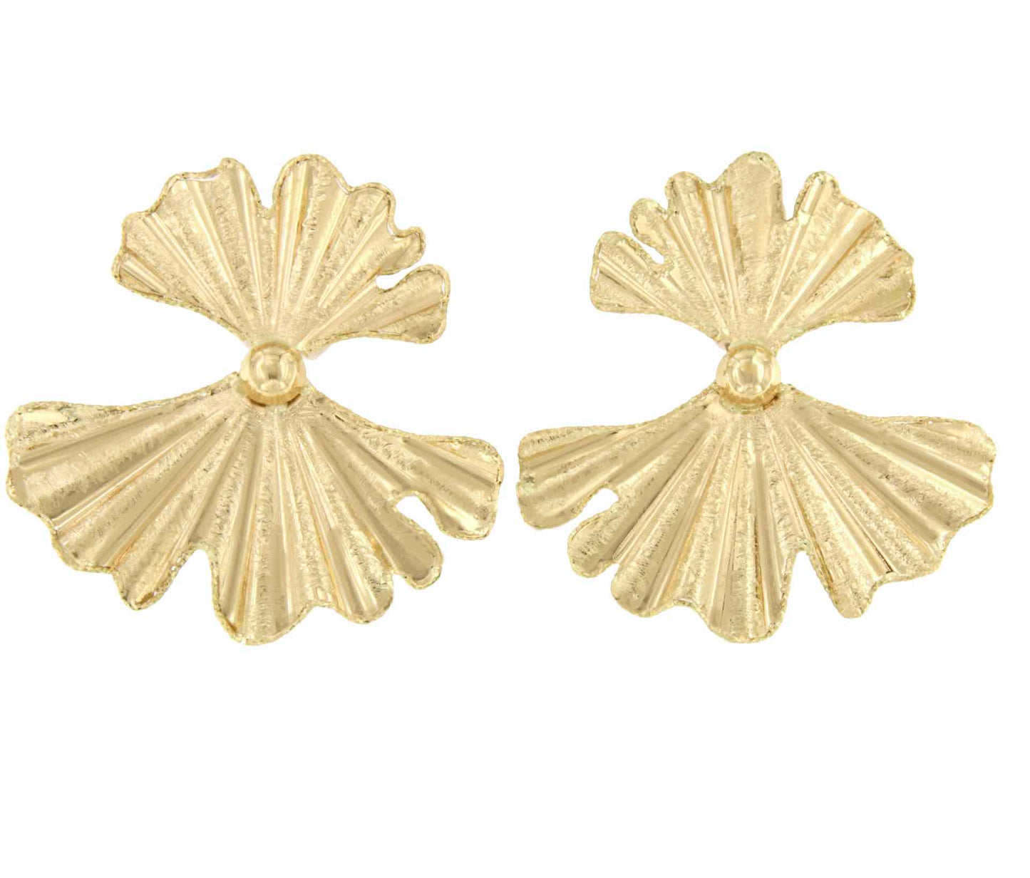 Large 18 Karat Yellow Gold Hydrangea Earrings