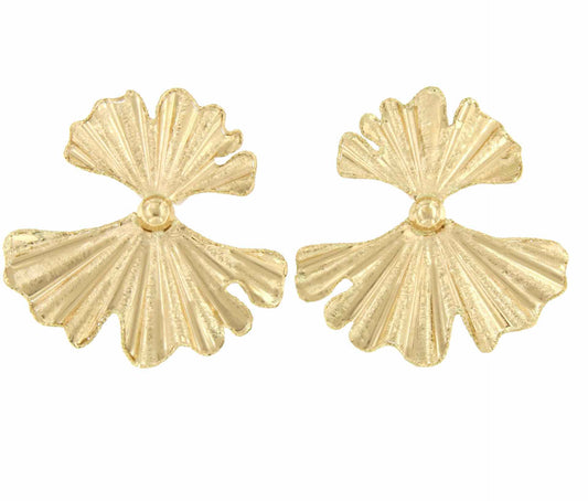Large 18 Karat Yellow Gold Hydrangea Earrings