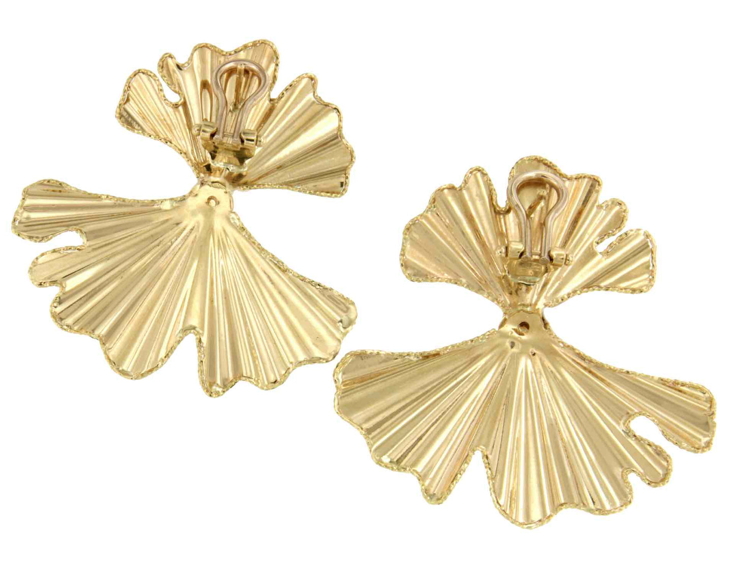 Large 18 Karat Yellow Gold Hydrangea Earrings