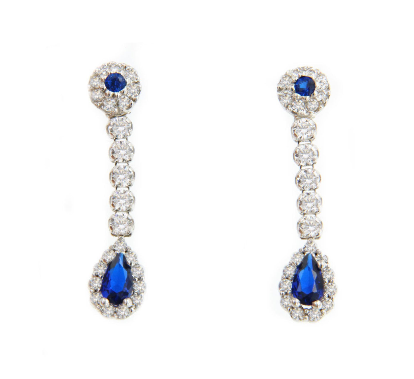 ISTAM earrings in 18-karat white gold with cubic zirconia and sapphire