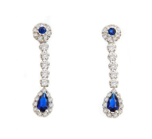 ISTAM earrings in 18-karat white gold with cubic zirconia and sapphire